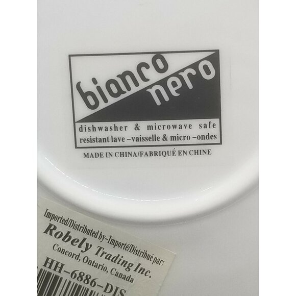 Bianco Nero Wave Square Serving Platters Embossed Swirl Ceramic Set of Two - Picture 5 of 5